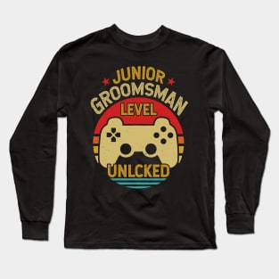 Retro Vintage Junior Groomsman Gaming Video Gamer Gift Long Sleeve T-Shirt